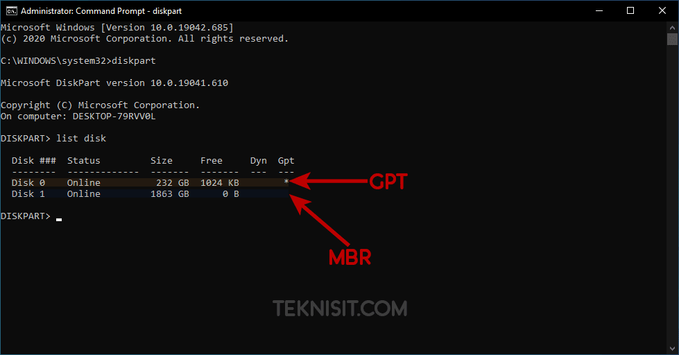 Cara mengetahui tipe hard disk GPT atau MBR