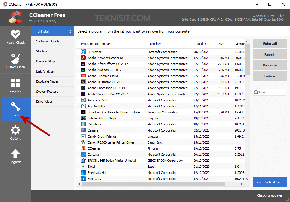 Cara menghapus aplikasi di laptop Windows 10