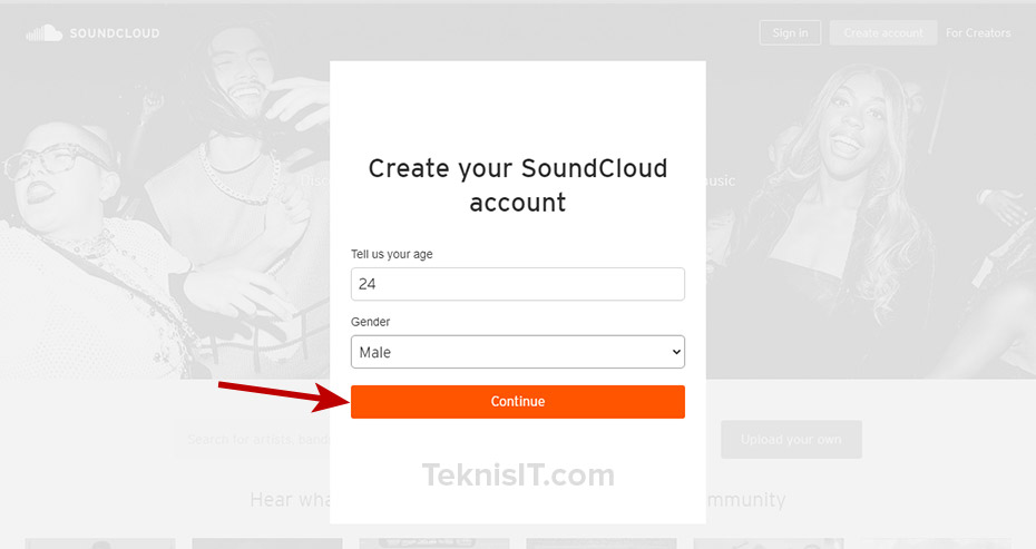 Cara daftar SoundCloud